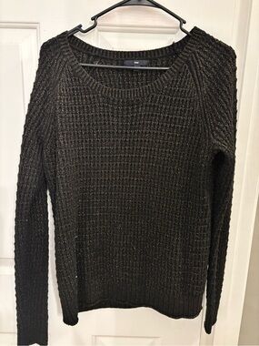 GAP Black Sweater with Metallic Thread Crewneck
